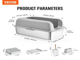 Cat Litter Box, 152 mm Deep, XL Extra Large Stainless Steel Cat Litter Box with Scoop, Wide V952-BKFSMSPBXGSLHVLT6V0