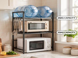 Artiss Kitchen Bakers Rack 40-60CMX78CM Metal Microwave Stand Black KR-MEL-2S-64-BK