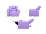 Keezi Kids Recliner Chair Purple PU Leather Sofa Lounge Couch Children Armchair KID-RECLINER-PUR
