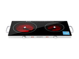 Devanti Portable Ceramic Cooktop Dual Burner Electric Hot Plate 2800W Black CCT-B-SD-2B-2Z-TOUCH-BK