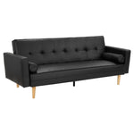 Sarantino 3 Seater Faux Leather Sofa Bed Couch with Pillows - Black SOFA-6101-PU-BLK