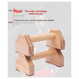 Pine Solid Wood Push-Up Non-Slip Handle Stand Wood 150KG Household Fitness Equipment for Push-Up V1369-AZ3-W-11598