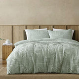 Ardor Kiewa Dusty Sage Textured Jacquard Aztec Quilt Cover Set Queen V442-INT-QUILTCS-KIEWA-DUSTYSAGE-QS