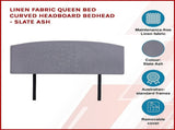 Linen Fabric Queen Bed Curved Headboard Bedhead - Slate Ash V63-839791
