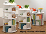 4 Tier Rotating Bookshelf PVC Freestanding Corner Rack Bookcase Multifunctional Spinning 360 Storage V985-ROTATINGBOOKSHELF