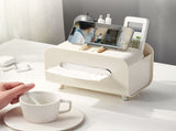 Desktop Tissue Box Multifunction Tissue Storage Dispenser with Phone Holder Remote Control Organizer V1294-YM0710-3117230308311