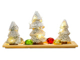 Light Up Artificial Xmas Trees Mini Xmas Tree Set with Wooden Base Tray for Party Home Table Craft V1294-YM0901-240711FB06-3