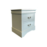 Bedside Table Grey Colour With 2 Drawers Night Stand Solid Wood Metal Handles V43-BST-SPNC