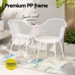 Gardeon 4PC Outdoor Dining Chairs PP Lounge Chair Patio Furniture Garden White ODF-CHAIR-PP130-WH-4X