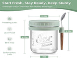 4-Pack 16oz Glass Overnight Oats Jars with Lids & Spoons, Airtight Mason Jars for Yogurt, Salad, V1107-CS-BXBLSNB