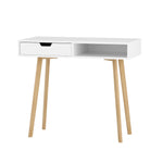 Artiss Computer Desk Drawer Cabinet Shelf White 90CM FURNI-G-DESK-1600-WH-WD