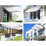 Instahut Window Door Awning Canopy 1.5mx3m Transparent Sheet Grey Plastic Frame AWN-15X3-CLR