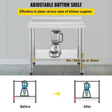 VEVOR Stainless Steel Work Prep Table Kitchen Work Table 36x24in w/ 4 Casters V952-BXGYDGZ362435W02CV0