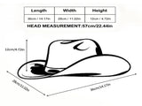 Western Cowboy Hat with Rhinestone Tassel Fringe - White Felt-Style Party Hat with Decorative Chain V888-ELOSUNG57118-1