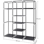 SONGMICS Folding Wardrobe Fabric Cabinet with 2 Clothes Rails Black V227-8498402109730