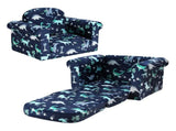 Keezi Kids Sofa 1 Seater Children Flip Open Couch Lounger Armchair Dinosaur Navy KID-SOFA-SINGLE-NY