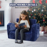 VEVOR Baby Chair Foldable 2-in-1 Comfy Baby Lounger Couch Kids Sofa Blue V952-ETSF6354652INRR5PV0