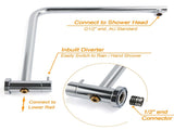 Chrome Double Square 8" Shower Head Set 3 Function Handheld Rail Diverter Arm V1233-C4902B22HR003M4CKSR108