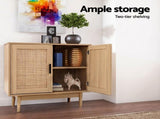 Artiss 2x Buffet Sideboard Cabinet Rattan Cupboard 2 Doors Storage Pantry BRIONY FURNI-E-RAT-SID90-WDX2