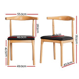 Artiss 2x Dining Chairs Rubber Wood Leather Seat Black MO-DIN-B-02-PU-BKX2