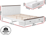 Artiss Queen Wooden Bed Frame and 2 Bedside Table Bedroom Furniture Set WBED-F-RAWDO-Q-BS-06-BGX2