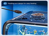 Brown Modern Desktop Aquarium & Turtle Tank - Panoramic Viewing Fish Tank with Basking Platform & V888-ELOSUNG34562