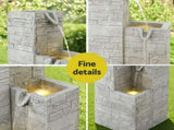 Gardeon Solar Fountain Water Feature Outdoor Indoor 4-Tier Square Cascading Beige FOUNT-SQUARE-4LVL-BG