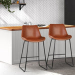 Artiss Bar Stools Kitchen Counter Barstools Leather Metal Chairs Brown x2 BA-TW-8068-BRX2