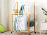 Double Rail Heavy Strong Rolling Clothes Rack with Trousers Rack & Bottom Shelf V767-JJ-ZY643