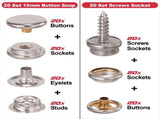 Heavy Duty Snap Fastener Tool Adjustable Snap Button Kit with 3 Dies, for Boat Cover Leather Fabric V1370-AZ4-10399