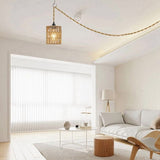 Plug in Pendant Light, Hanging Light with Plug in Cord, Ceiling Lamp Rattan Cylinder Lamp Shade V1192-AZ-W-23112