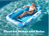 180x118CM Blue Deluxe Inflatable Suntan Tub & Floating Pool Lounger with Dual Integrated Cup Holders V888-ELOSUNG45715