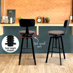 Artiss 4x Bar Stools Kitchen Dining Chairs Adjustable Wood Stool w/Backrest BA-TW-V17-098BACK-BKX4