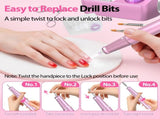 45000RPM Professional Corded Nail Drill E-File Kit for Salon Home LED Display Low Noise Ideal for V1107-110-70226-BLK