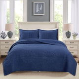 100% Cotton Lightly Quilted Coverlet Set Unity Navy Queen V442-STT-COVERLET-UNITY-NAVY-QS