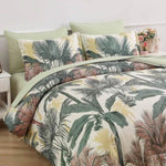 Soft Floral Leaf Comforter Set, King Size, Warm Quilted Bedding with Pillowcases V745-MAB010936AJ3