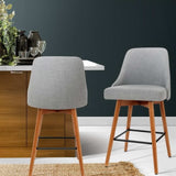 Artiss 2x Bar Stools Swivel Seat Wooden Grey BA-TW-8125-LI-GYX2