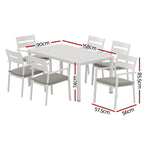 Gardeon Outdoor Dining Set 7 Piece Aluminum Table Chairs Setting White FF-DINING-7CLS-WH-AB