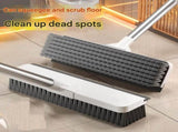 White Long Handle Floor Scrubber Brush - Stainless Steel and PP with Silicone Squeegee, 125cm V888-ELOSUNG53581