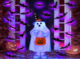 36 PCS LED Purple Lighted 3D Bats Halloween Decoration, 5 Sizes & 4 Shapes Removable PVC Bats V1258-DP02-C-408