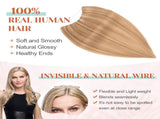 Halo Hair Extensions Real Human Hair 16 Inch Halo Extensions for Women 100% Human Hair Invisible V1188-WTJ-SJH-1558