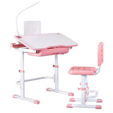 Keezi Kids Table and Chair Set Adjustable Study Desk w/ LED Lamp Reading Pink KTC-A-STU-PL-PK