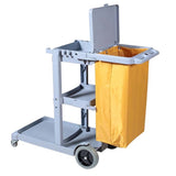 SOGA 2X 3 Tier Multifunction Janitor Cleaning Waste Cart Trolley and Waterproof Bag with Lid FOODCART033GGRAYX2