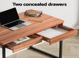 Artiss Computer Desk Drawer Storage Walnut 100CM MET-DESK-118-WN