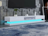 Modern High Gloss LED RGB TV Entertainment Unit with Storage 220cm - White V195-TS054-220-BK