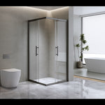 Adjustable 900x1000mm Double Sliding Door Glass Shower Screen in Black V63-844081