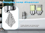 Wall-Mounted Soap Dispenser - 2 Reservoirs - 2x500ml - Stainless Steel - Shampoo Dispenser - Large V1188-MS101-01506-1