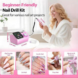 45000RPM Professional Corded Nail Drill E-File Kit for Salon Home LED Display Low Noise Ideal for V1107-110-70226-RED