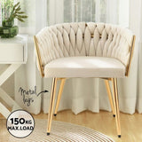 1 Artiss Dining Chair Velvet Armchair Beige UPHO-C-DIN-01-VEL-BG