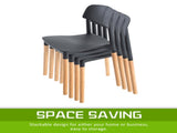 4X Retro Belloch Stackable Dining Cafe Chair BLACK V274-FT-J919-BK4